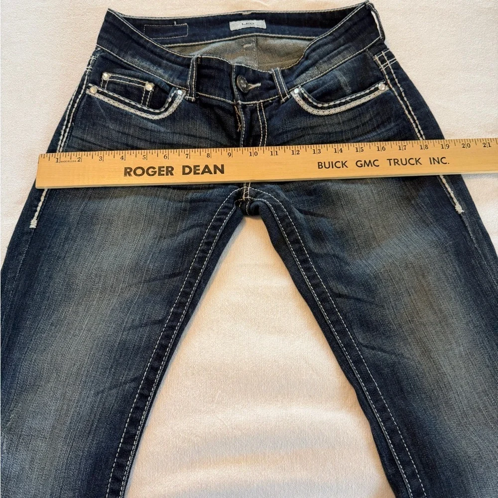Daytrip Leo 26R Dark Wash Bootcut Jeans Western Cowgirl Y2K Flap Pocket Stretch - Picture 9 of 13
